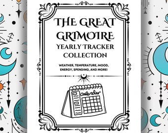 Grimoire Yearly Tracker Pages -  Printable Journal/Planner/Grimoire Sheets(PDF) - Temperature, Weather, Mood, and more