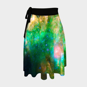 Cosmic Dreams Emerald Nebula Wrap Skirt image 1
