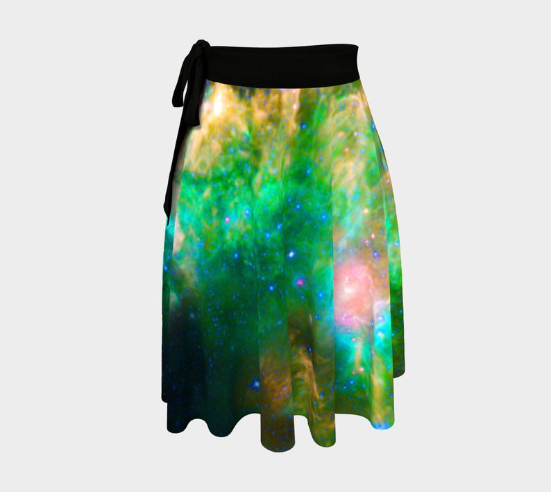 Cosmic Dreams Emerald Nebula Wrap Skirt image 1