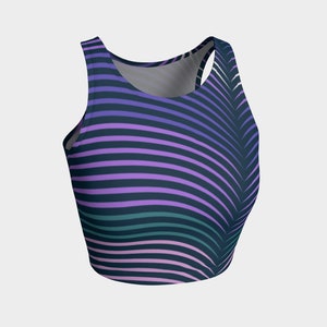 Neon Lines - Deep Blue Sea Athletic Crop Top