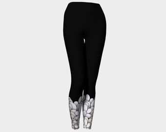 Ready To Ship! - Black And White - Petals Yoga Leggings - LARGE