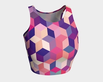 Geometrix - Cubit Pink Athletic Crop Top