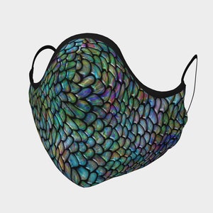 Face Mask - River Dragon 100% Cotton Washable and Reusable, Adult and Youth Sizes, Filter Pocket