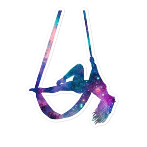 Aerial Stars Silks 2 - Galaxy Silks Cosmic Circus Hamac Sticker - avec bordure blanche