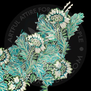 Art Nouveau Blue Flowers Square Scarf Furoshiki Gift Wrap[