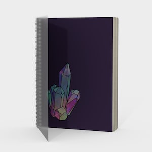 Cosmic Crystals Quartz Rainbow Spiral Notebook Dark Lillac