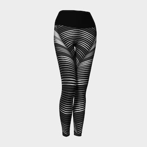 Neon Lines - Black and White Yoga Leggings