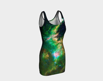 Emerald Nebula BodyCon Yoga Tank Top Dress