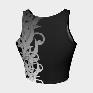 Ready To Ship Black and White Wild Vines Athletic Crop Top SMALL image 2