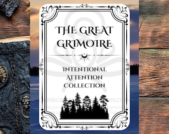 The Great Grimoire – Intentional Attention Collection | Printable Grimoire Pages | Mindful Magic Journal | Spiritual Reflection Pages