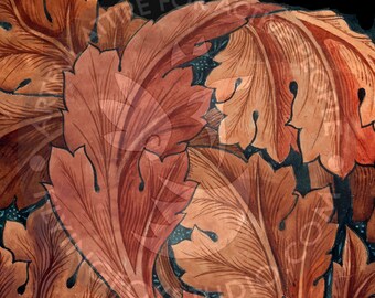 Art Nouveau Copper Leaves Square Scarf Furoshiki Gift Wrap