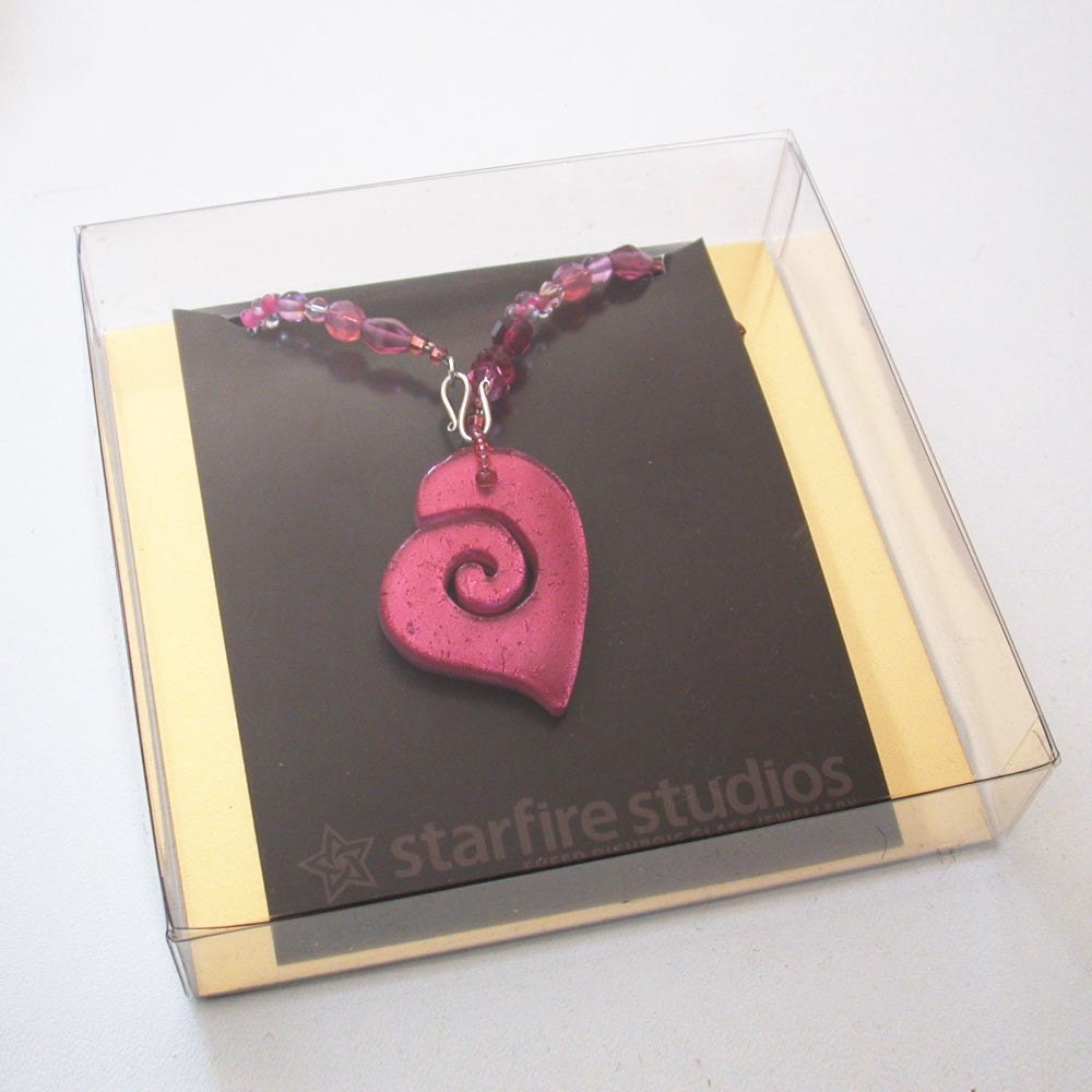 Starfire Studios Hand Carved and Fused Dichroic Glass Heart Necklace - Etsy