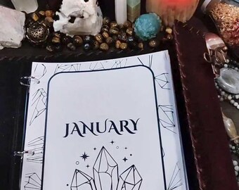 Crystal Lovers Calendar Monthly Cover Pages: Grimoire Printable (PDF)