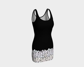 Black and White - Petals BodyCon Yoga Tank Top Dress