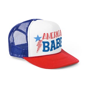 AMERICAN BABE Trucker Caps, USA Patriotic Hat, Red White Blue Snapback, Fourth of July Baseball Cap, Independence Day Headwear, Memorial Day