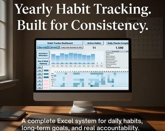 Habit Tracker & Goal Planner | Yearly Excel Dashboard