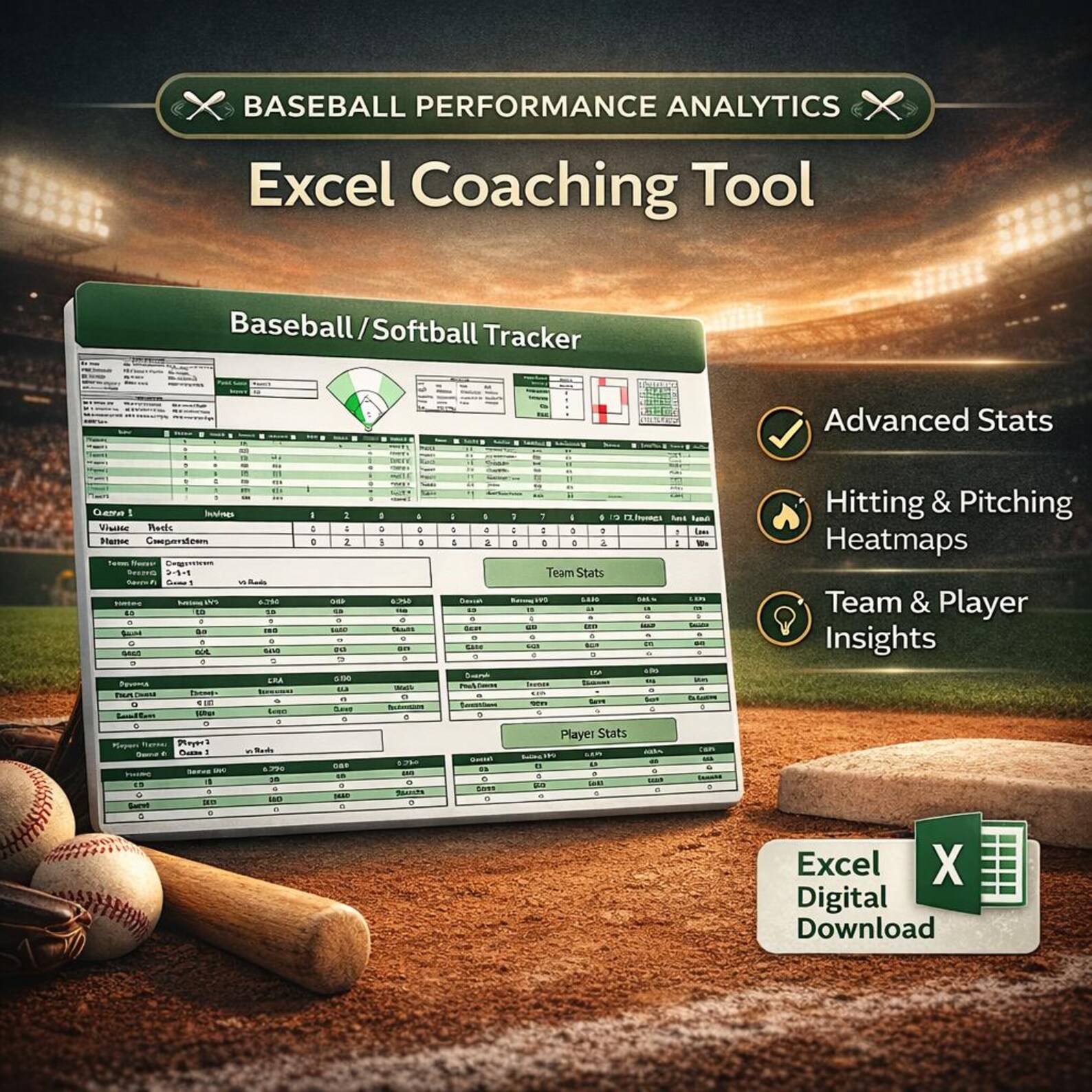 Baseball Performance Analytics Excel Tool | Optimize Coaching With ...