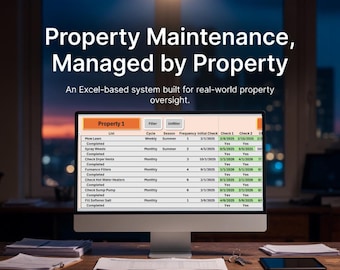 Property Management Maintenance Tracker | Excel Tool (Up to 6 Properties)