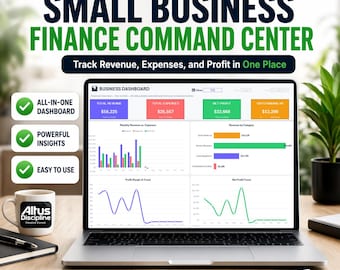 Small Business Finance Tracker Excel | Income, Invoices, Payroll, P&L Dashboard | Digital Download Spreadsheet