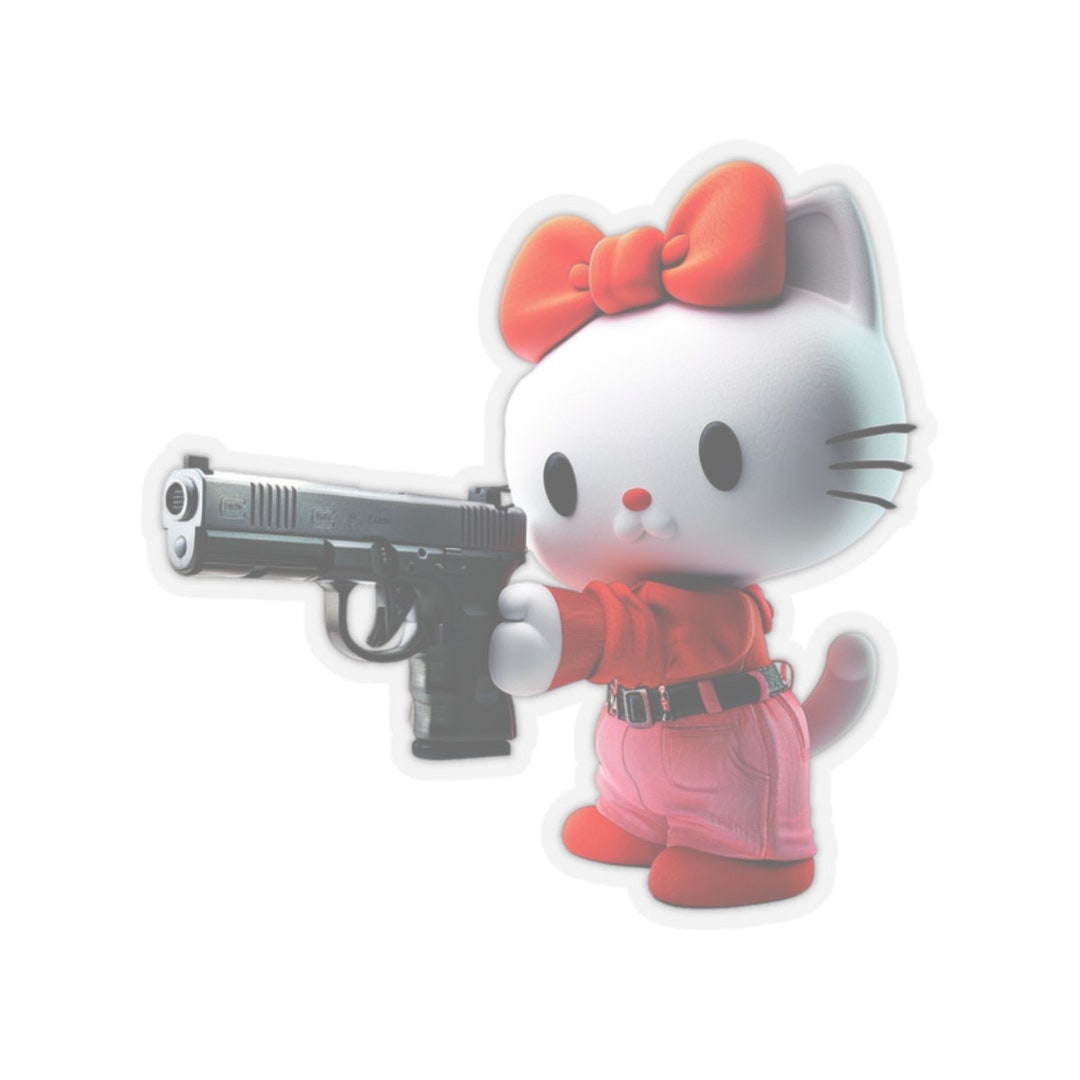 Hello Kitty With a Gun Kiss-cut Sticker - Etsy