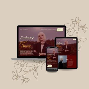 Plantilla de Squarespace 7.1 para entrenadoras de bienestar femenino / Sitio web de una sola página con un diseño llamativo y sofisticado / No requiere código