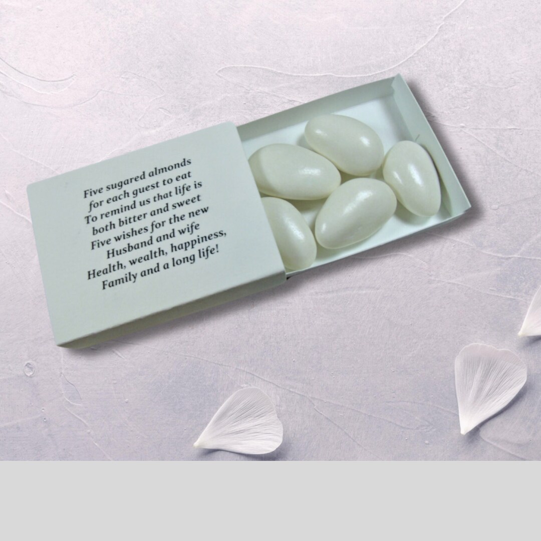 Jordan Almonds Matchbox Favors Jordan Almond Poem Traditional Wedding