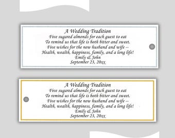 Jordan Almond Poem Favor Tag Wedding Bridal Shower Favors