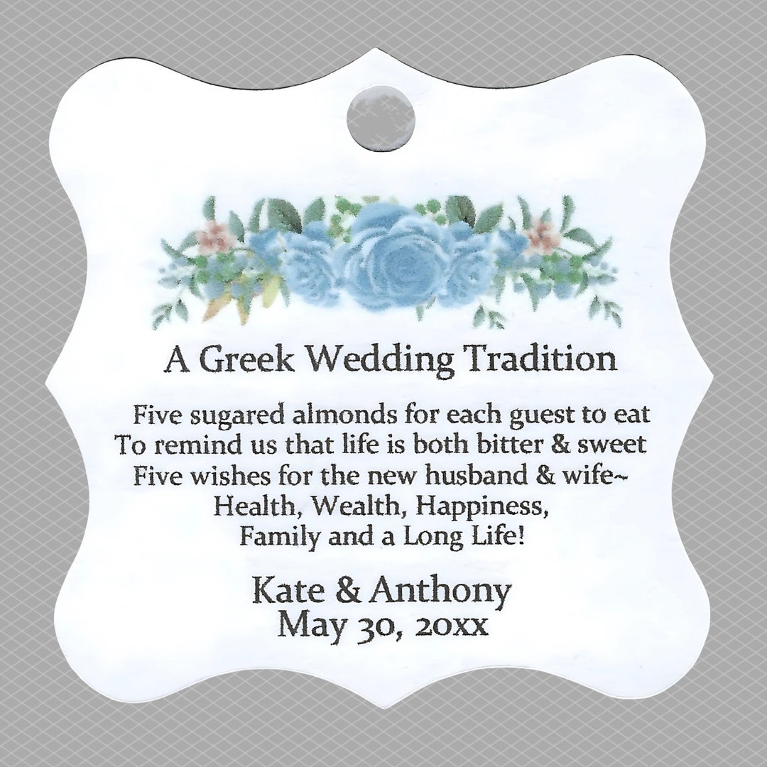 Jordan Almond Wedding Bridal Shower Favor Tag Italian Tradition Five