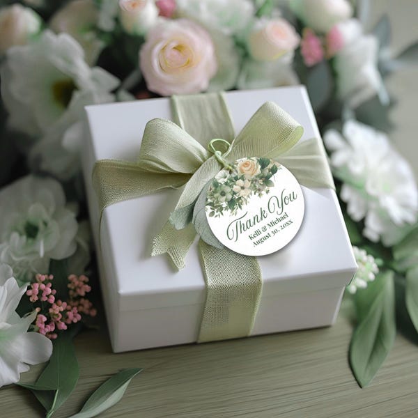 Personalized Floral Round Thank You Gift Tags