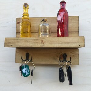 Coat, tie, hat, jewelry rack with SHELF. Entryway Organizer. Key hook. Catch All rack. Pet Leash Holder