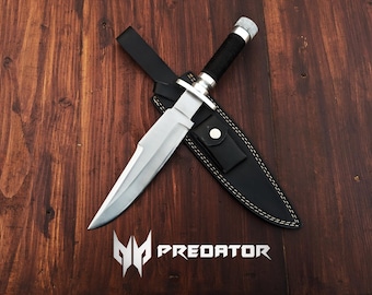 Handmade Predator Movie Knife: Jack Crain Replica Bowie with Leather Sheath