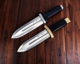 Dagas de Thorfinn de Vinland Saga hechas a mano: réplica de anime de acero D2 con funda de cuero.