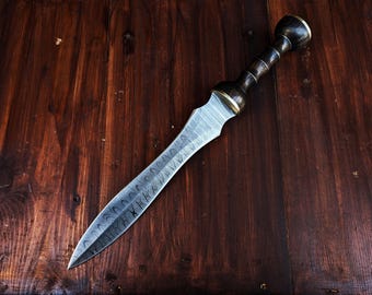 Handmade Damascus Steel Roman Gladius Replica with Leather Sheath