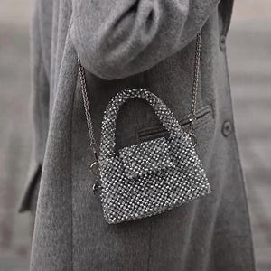Shining bag, crystal beaded handbag, sparkling bag, rhinestone bag, diamond bag, evening bag, prom handbag, crystal bag, handmade bag