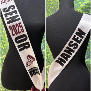 Megaphone Cheer Senior Sash - Senior Cheer Sash - Cheer Sash - Cheerleading Sash - Customize Colors | Optional pin bow & text on back