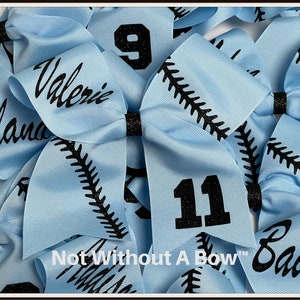 Softball Bow Custom Personalized Name - Number with Softball - Softball Laces Bow