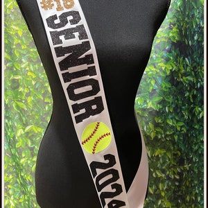 Senior Softball Sash - Senior Sash - Senior Night Sash - Softball Sash - Customize Senior Sash | Optional pin bow and back text