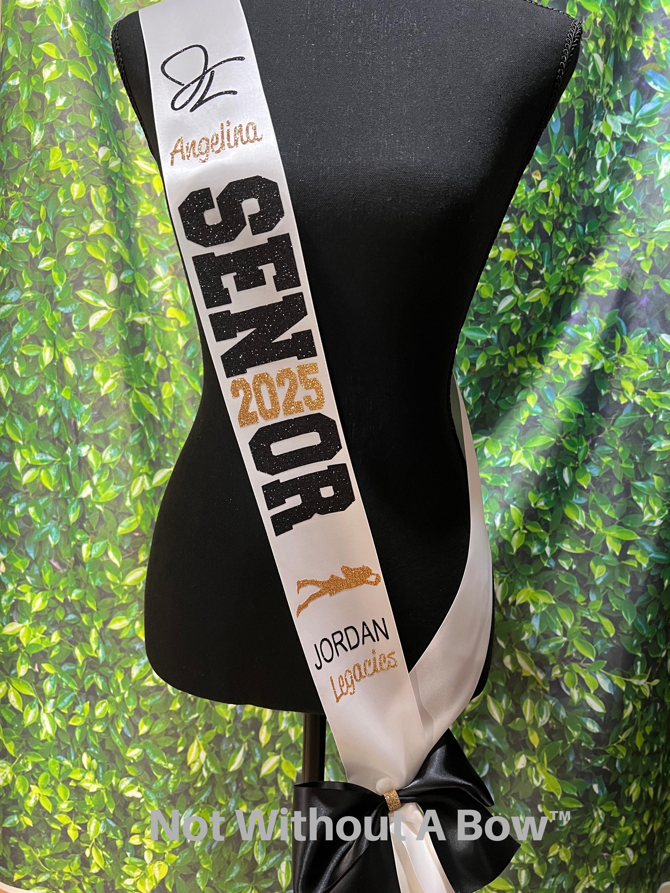 Drill Team Senior Sash - Majorette Senior Sash - Customize Colors | Optional pin bow & text on back