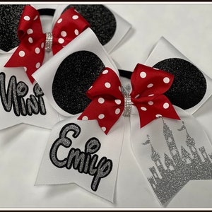 Personalized Miss Mouse Ears Cheer Bow - Princess Castle Orlando Cheer Bow