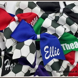 Personalized Name Soccer Print Bow - Customize colors