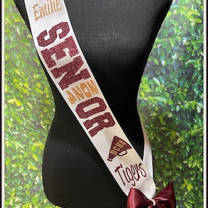 Megaphone Cheer Senior Sash - Senior Cheer Sash - Cheer Sash - Cheerleading Sash -  Customize Colors | Optional pin bow & back text