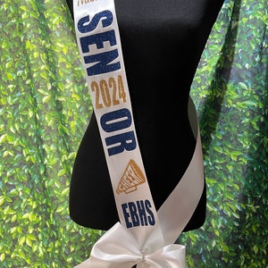 Megaphone Cheer Senior Sash - Senior Cheer Sash - Cheer Sash - Cheerleading Sash - Customize Colors | Optional pin bow & text on back