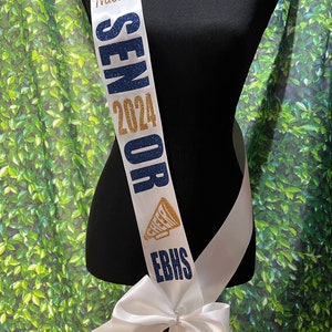 Megaphone Cheer Senior Sash - Senior Cheer Sash - Senior Night Sash - Cheer Sash - Cheerleading Sash - Customize Colors | Optional pin bow