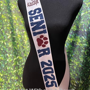 Senior Sash - Custom Sash - Senior Paw 2026 Sash -  Customize Colors & Add Name