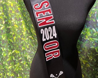 Lacrosse Sash Dual Color - Custom Senior Sash - Lacrosse Senior Night Sash - Customize Colors | Optional Pin Bow & Back Text