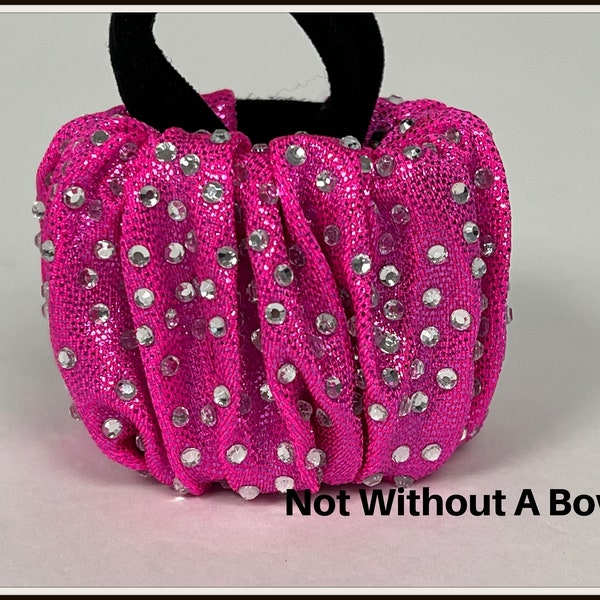 1.5" Full Bling Rhinestone Scrunchie PonyTail Cuff, Bling PonyTail Cuff, Cheer PonyTail Cuff -  Choose Fabric Color