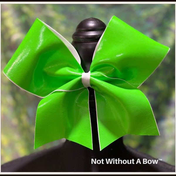 Signature Bow - Autograph Cheer Bow - Write On Bow - Neon Green - Ready To Ship - SALE