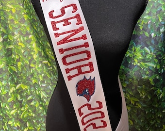 Custom Senior Sash -  Senior Night Sash -  Wide Sash - Customize Colors | Optional Pin Bow