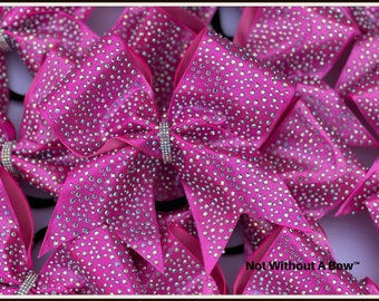 Competition Cheer Bow | Rhinestone Cheer Bow - Intense Scatter Rhinestone Cheer Bow - Customize Bow Colors - Clear or AB Crystal Rhinestones