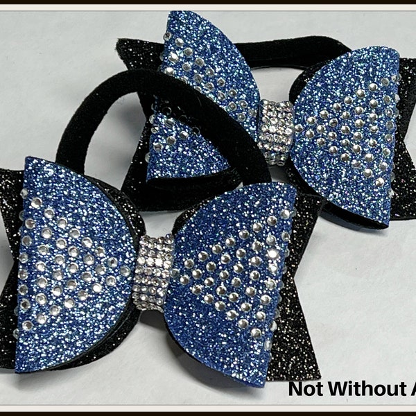 Rhinestone Pigtail Dolly Glitter Cheer Bows - Tailless Cheer Bow - Mini Dolly Glitter Bow  | Pigtail Bows | Customize Colors